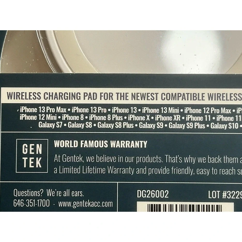 Gen Tek Charging Pad, Wireless W/USB Cable for Mobile Phone White, Brand New‎